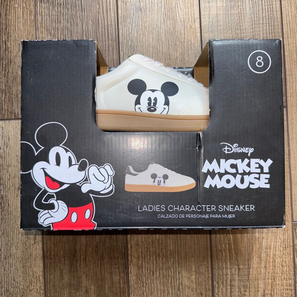 Disney Mickey Mouse Ladies Character Sneaker White Gum Sole Shoes Size 8 NEW